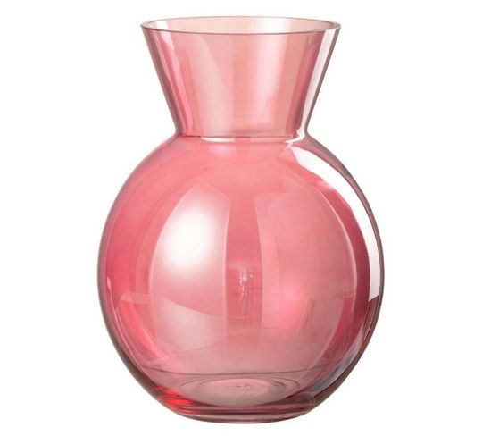 Vase Design En Verre "lucy" 28cm Rouge