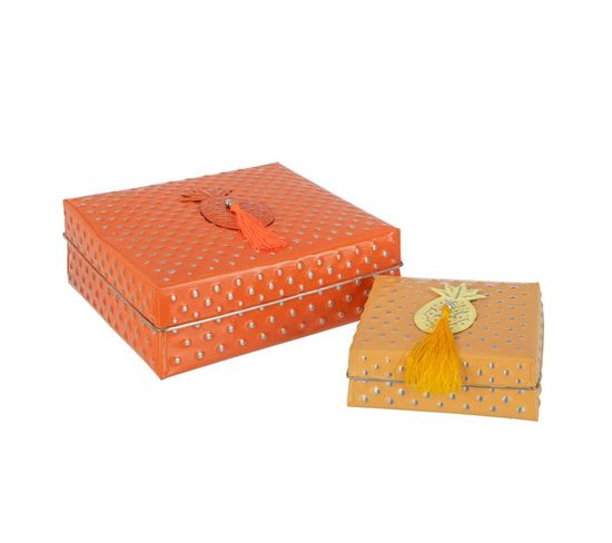 Lot De 2 Boîtes En Métal "gigognes" 25cm Orange