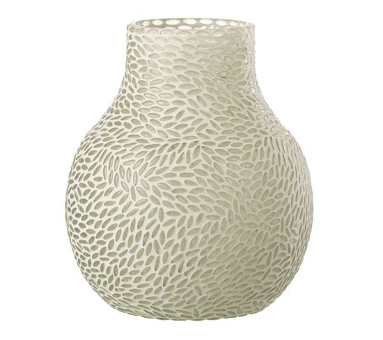 Vase Mosaïque En Verre "mira" 21cm Blanc et Gris