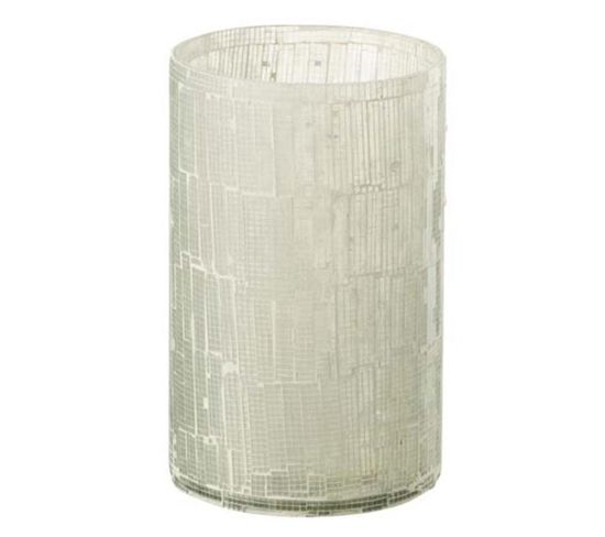 Vase Design En Verre "mosaïque" 20cm Gris Clair