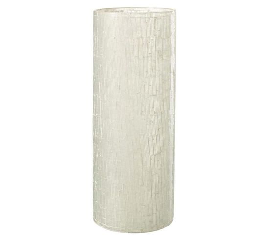 Vase Design En Verre "mosaïque" 43cm Gris Clair
