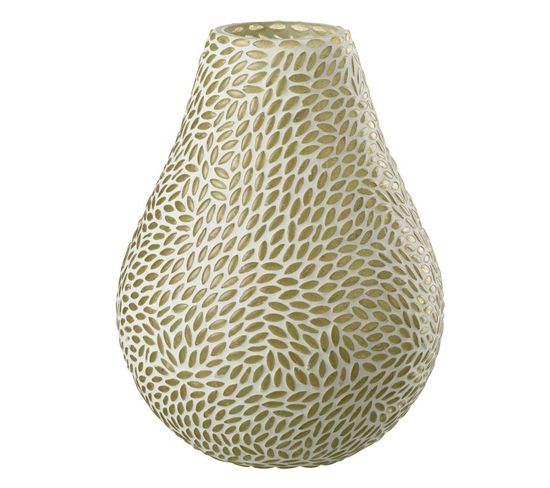 Vase Mosaïque En Verre "mira" 22cm Blanc et Vert