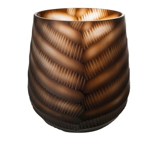 Vase Design Sculpté En Verre "césar" 17cm Marron