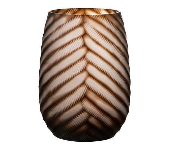Vase Design Sculpté En Verre "césar" 29cm Marron