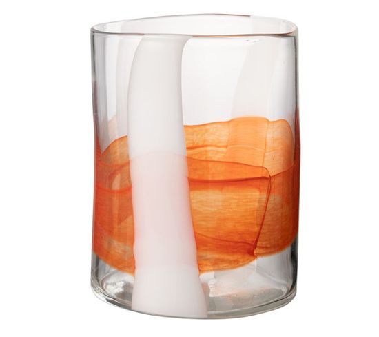 Vase Design En Verre "iggy" 27cm Blanc et Orange
