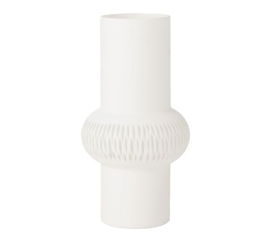 Vase Design Ligne et Boule "octave" 35cm Blanc