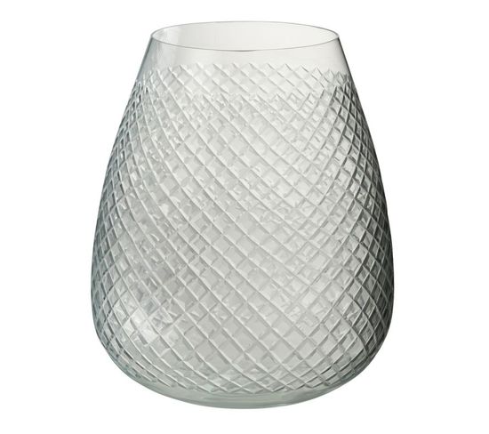 Vase Design En Verre "carreaux" 25cm Transparent