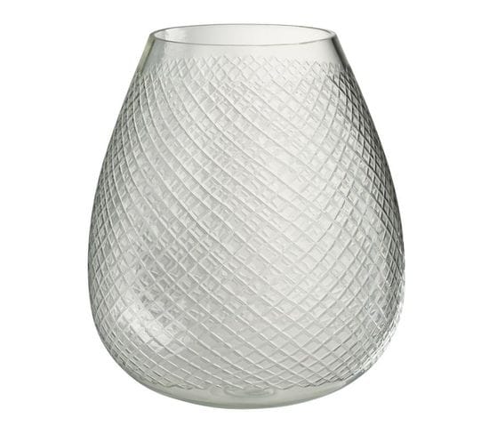 Vase Design En Verre "carreaux" 31cm Transparent