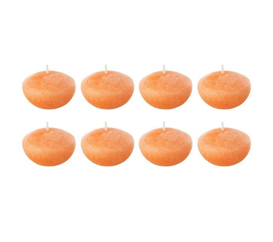Lot De 8 Bougies Chauffe-plat "flottante" 6cm Orange