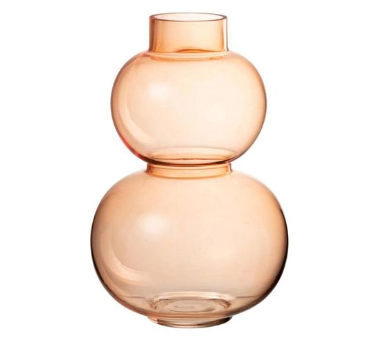 Vase Design En Verre "boule" 28cm Orange