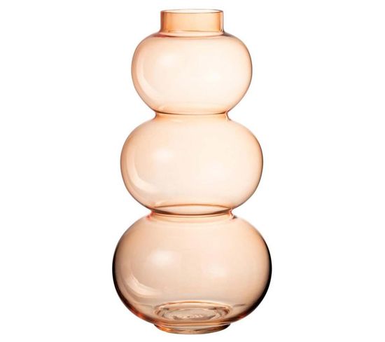 Vase Design En Verre "boule" 36cm Orange