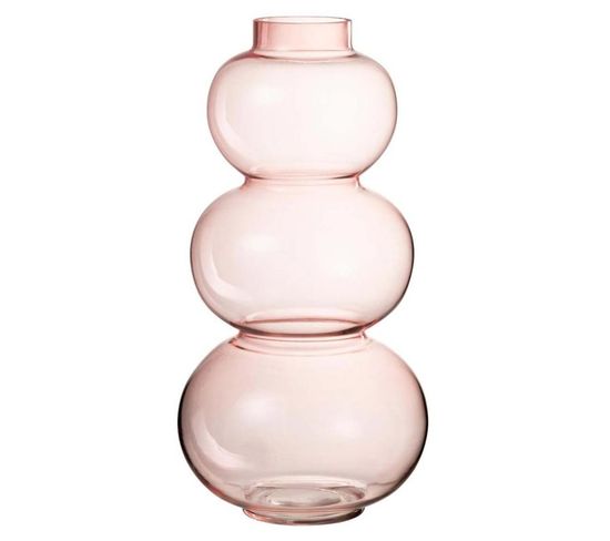 Vase Design En Verre "boule" 36cm Rose