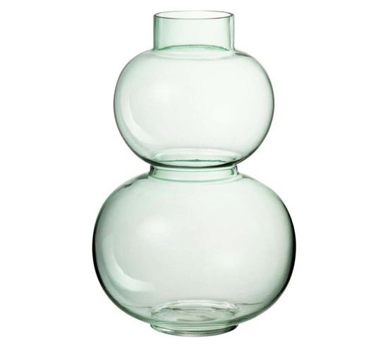 Vase Design En Verre "boule" 28cm Vert