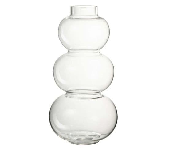 Vase Design En Verre "boule" 36cm Transparent
