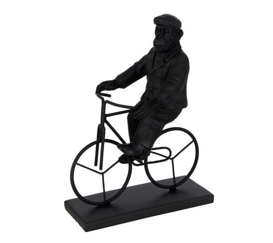 Statuette Déco "singe Vélo" 26cm Noir