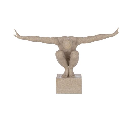 Statuette Déco Sur Socle "athlète" 49cm Beige