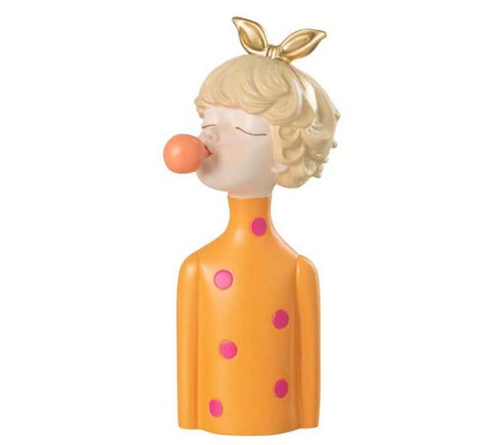 Statuette Déco Buste "fille Colorée" 22cm Orange