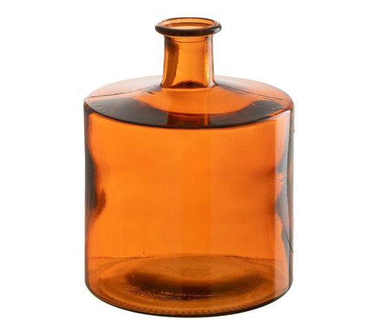 Vase Déco En Verre "bouteille" 26cm Orange