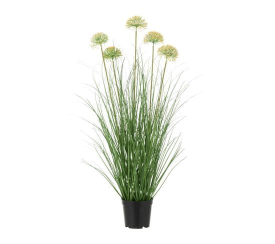 Plante Artificielle En Pot "allium" 72cm Vert