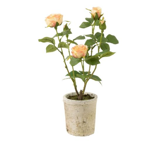 Plante Artificielle En Pot "rosier" 38cm Jaune