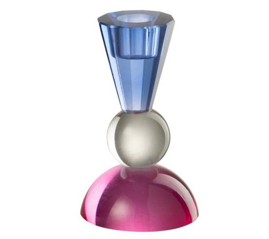 Bougeoir Sablier Design "sonia" 13cm Rose et Bleu