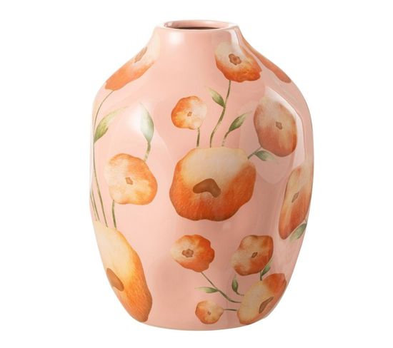 Vase Déco Poterie "bloem" 21cm Saumon