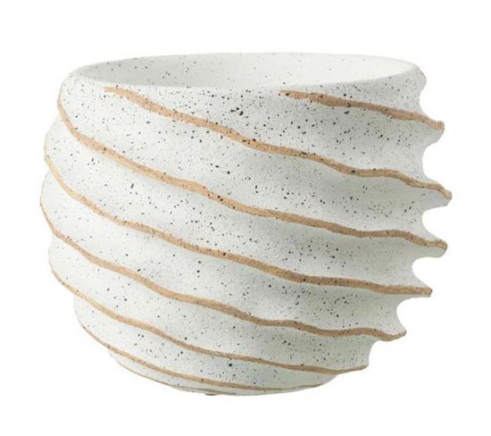 Cache-pot Design "streep" 27cm Blanc et Beige