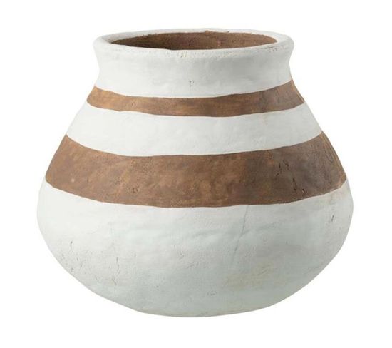 Vase Design "kenia" 27cm Blanc et Marron