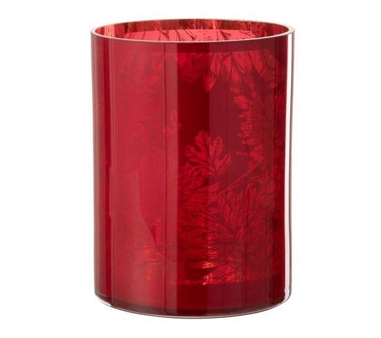 Photophore Design En Verre "flora" 24cm Rouge