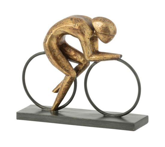 Statuette Déco Sur Socle "cycliste" 28cm Or