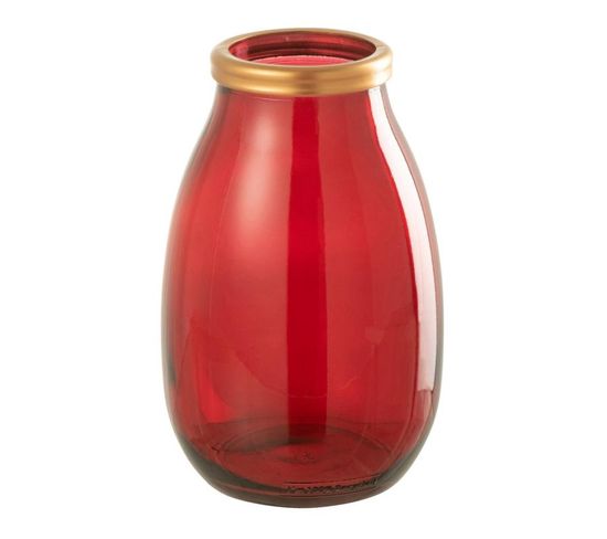 Vase Déco En Verre "mandie" 28cm Rouge