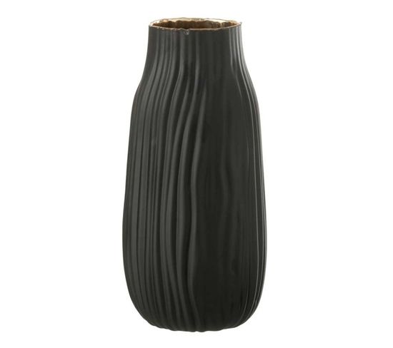 Vase à Rainures En Verre "louis" 26cm Noir
