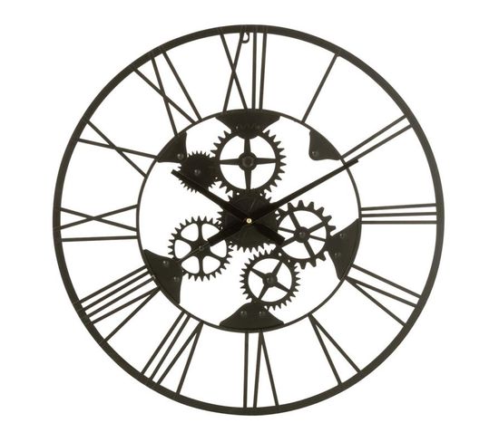 Horloge Murale En Métal "roues" 60cm Noir