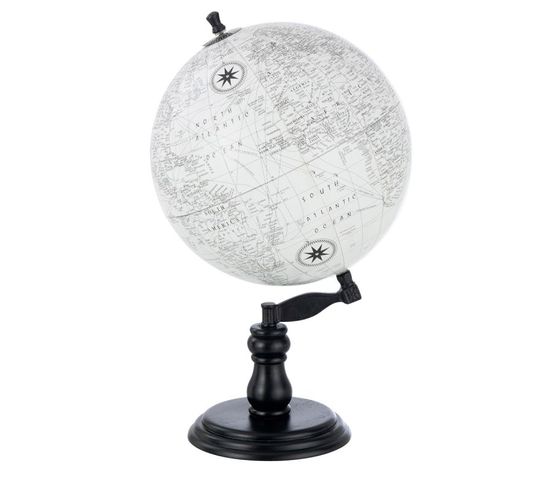 Globe Sur Pied En Bois "terrestre" 50cm Noir et Gris
