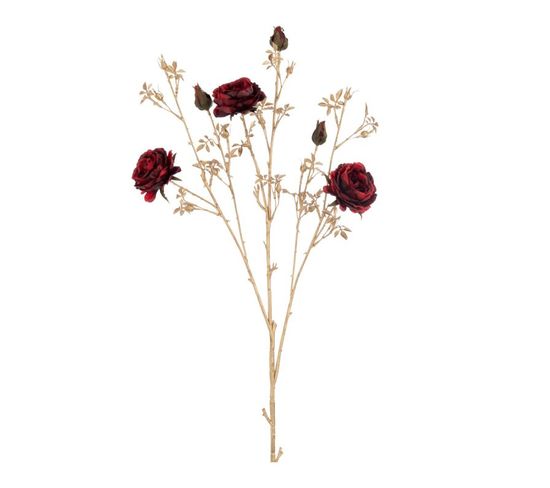 Branche Artificielle Rosier "3 Fleurs" 112cm Or et Rouge