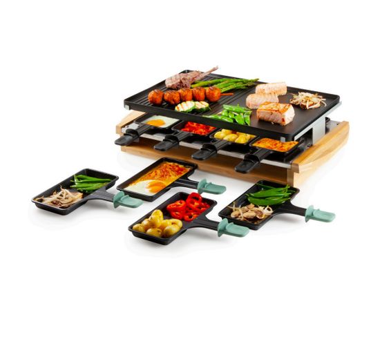 Appareil à Raclette 8 Personnes 1200w + Grill Bamboo - Do9246g