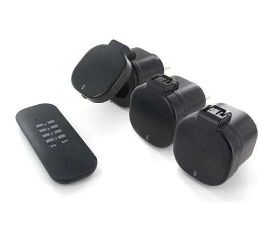 Set 3 Mini Prises Extérieures On/off - 3000w - Fr + Télécommande