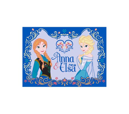 95x133 Tapis Enfant Rectangulaire Anna Et Elsa Bleu