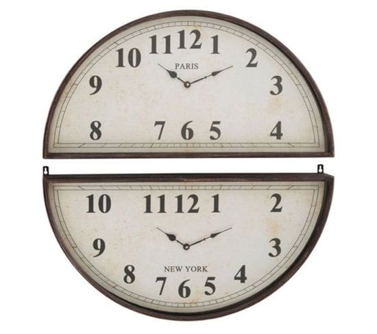 Horloge Murale Déco "2 Parties" 77cm Noir