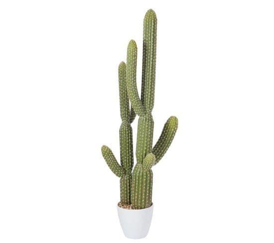 Plante Artificielle En Pot Déco "cactus" 114cm Vert