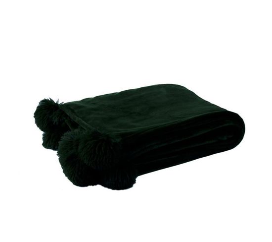 Plaid à Pompons "blanket" 130x170cm Noir
