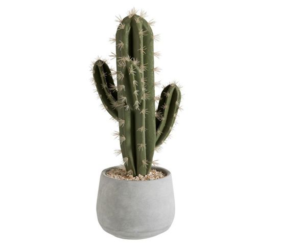 Plante Artificielle En Pot "cactus" 45cm Vert et Gris
