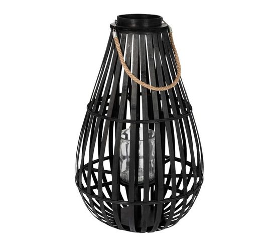 Lanterne Déco En Bambou "goutte" 70cm Noir