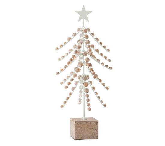 Sapin De Noël à Poser "étoile" 58cm Blanc et Naturel