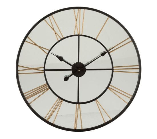 Horloge Murale "chiffre Romains Miroir" 70cm Noir