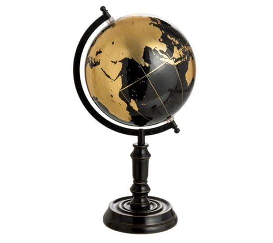 Déco "globe Sur Pied" 41cm Noir et Or