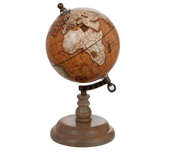 Globe Déco En Bois "vintage" 25cm Rouille
