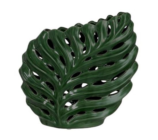 Vase Design Céramique "tropical Oblique" 28cm Vert