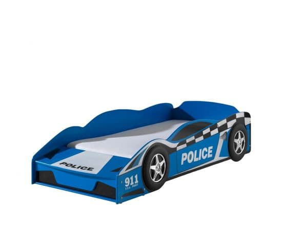 Pack - Lit Enfant Et Matelas "police" 70x140cm Bleu