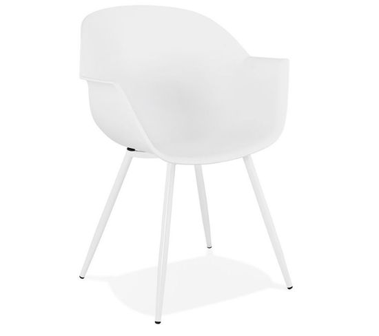 Chaise Design Avec Accoudoirs "sinco" 85cm Blanc